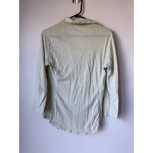 James Perse $185 SHEER SLUB SIDE PANEL SHIRT size 8 Pale Green - Picture 3 of 8